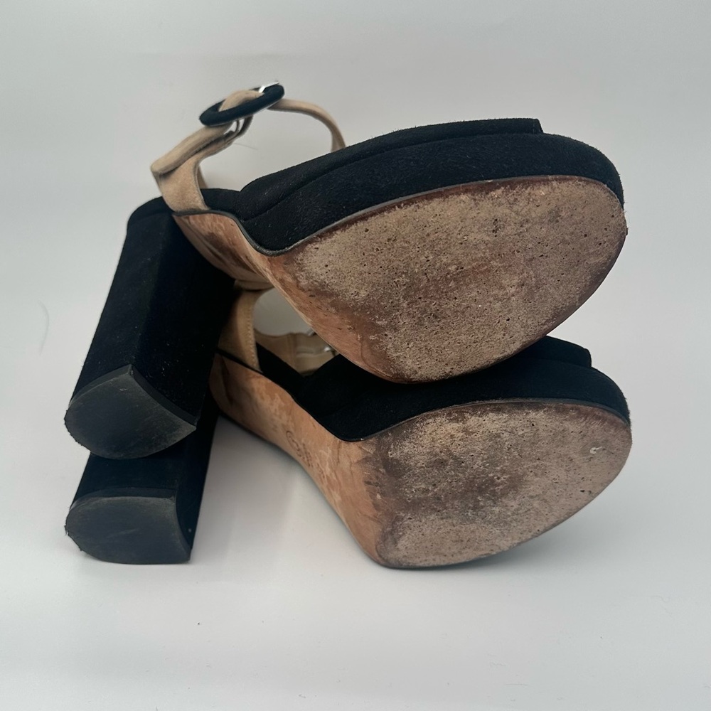 M. Gemi Suede Black and Tan 4” Platform Heels - Picture 6 of 6